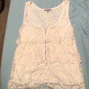 White lace sleeveless tank top